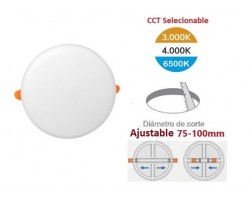 Downlight panel LED Redondo SIN MARCO 120mm 12W CCT, corte ajustable 75 a 100mm